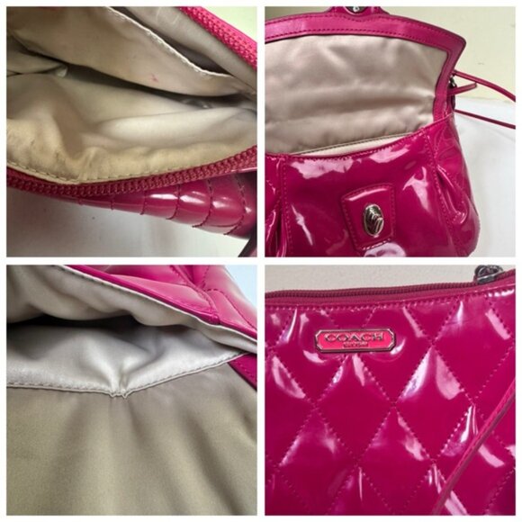 COACH Poppy Mini Willis Quilted Patent Leather Bag Crossbody Shoulder Turnlock - Picture 11 of 16